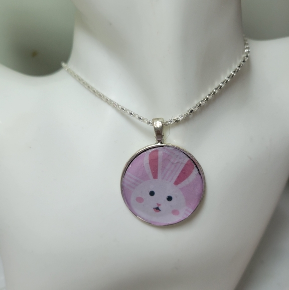 Hand Crafted Jewelry - CUTE EASTER BUNNY PENDANT NECKLACE. HANDMADE. FUN FOR HOLIDAYS